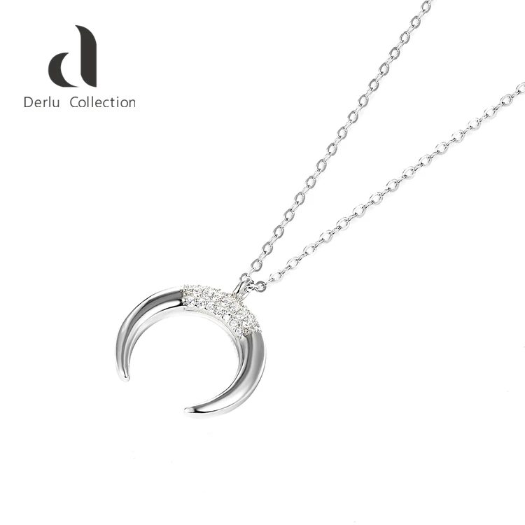 

Hot sale fashion women moon shape 925 sterling silver necklace for anniversary, Picture shows