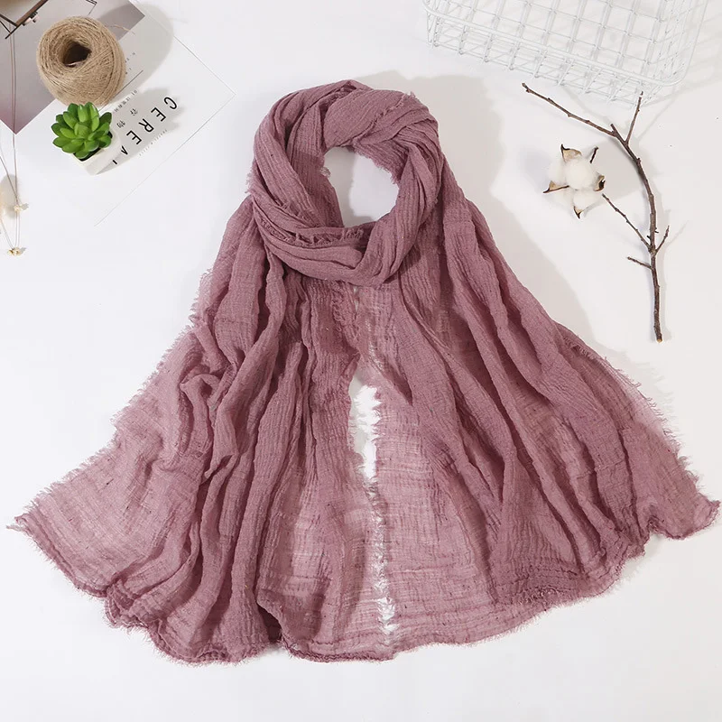 Women Linen Scarf Fashion Lady Hijab Warm Woven Colorful Dots Shawl ...