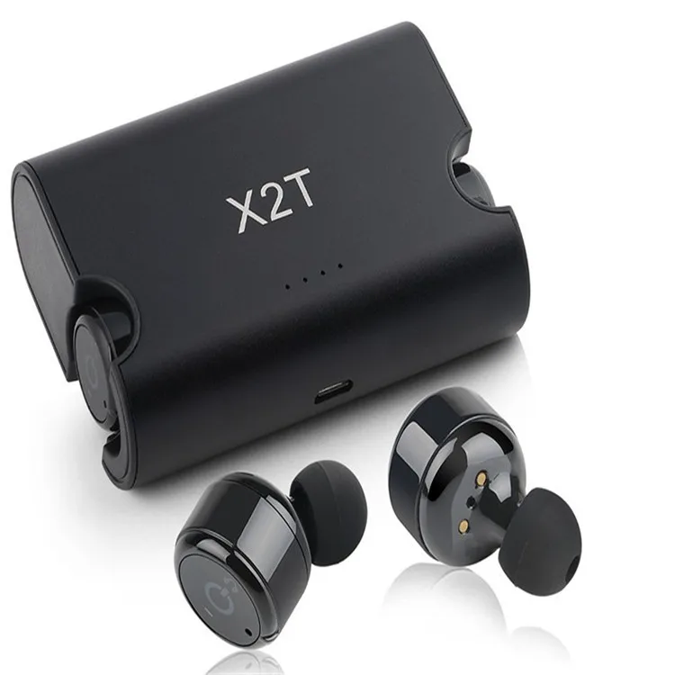 

2019 high quality mini wireless earbuds X2T with charging box, Black;silver;blue;pink