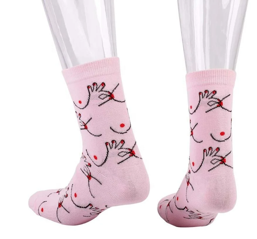 

High quality new Woman pink socks, custom Oil painting socks, Mix colors