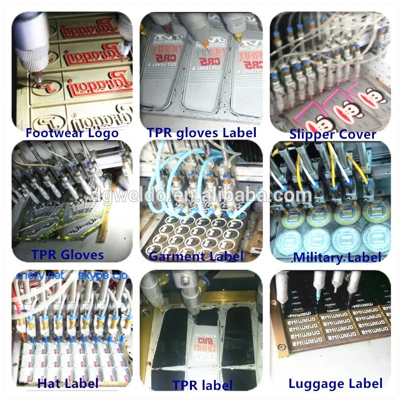 Weldo 18 colors automatic pvc rubber label making machine to make rubber labels for clothing