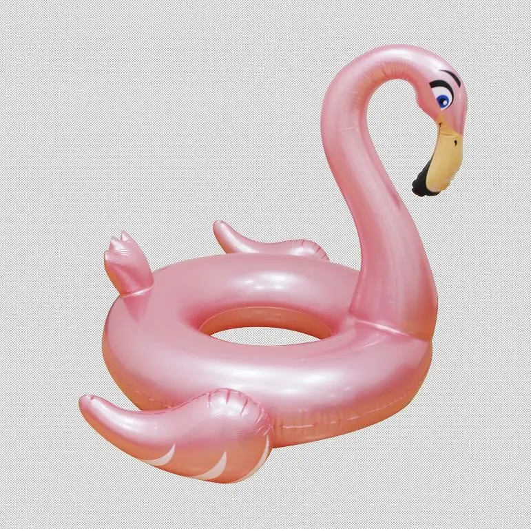 High quality PVC Inflatable floating swimming ring pink flamingo design for summer water pool sun lounge