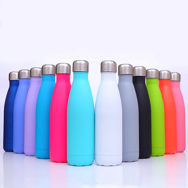 2019 Amazon ready to ship rubber paint soft 500ml Stainless Steel Double Wall Vacuum Bottle Thermal Insulation Cola Water Bottle