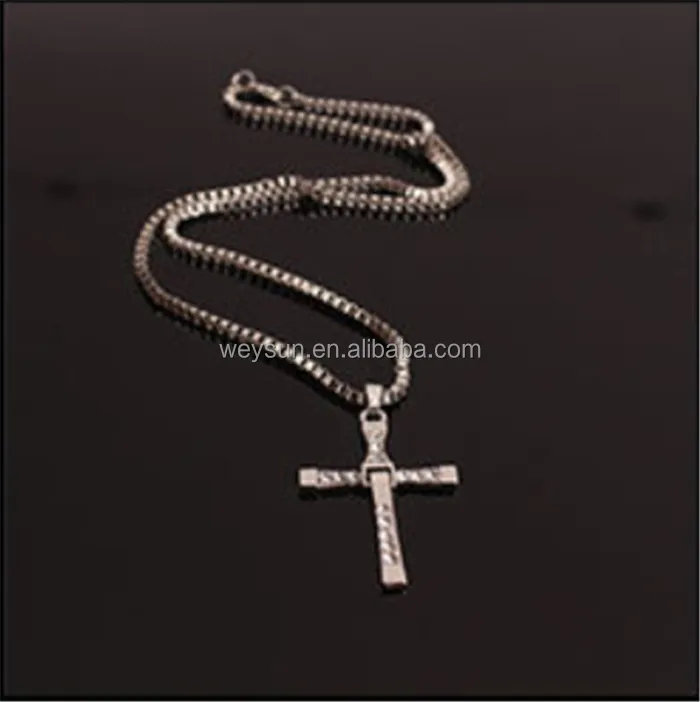 

The Fast and Furious Crystal Cross Men Necklaces & Pendants Silver Color Maxi Steampunk collares Vintage Statement Necklace, As picture shown