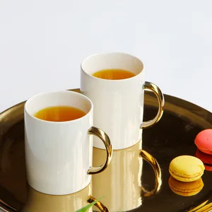 Image of hot sell porcelain gold handle coffee mug cup , wholesale plain white ceramic cups mugs