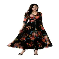 

SENSHENG Smocked Waist Button Through Floral Maxi Dress