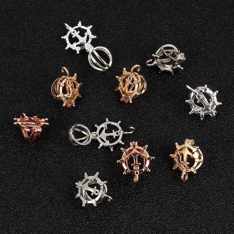 

Unique Designs 4 Color Plated Pearl Bead Cage Pendants for Jewelry Making/Essential Oil Scent Diffuser Locket Pendant with