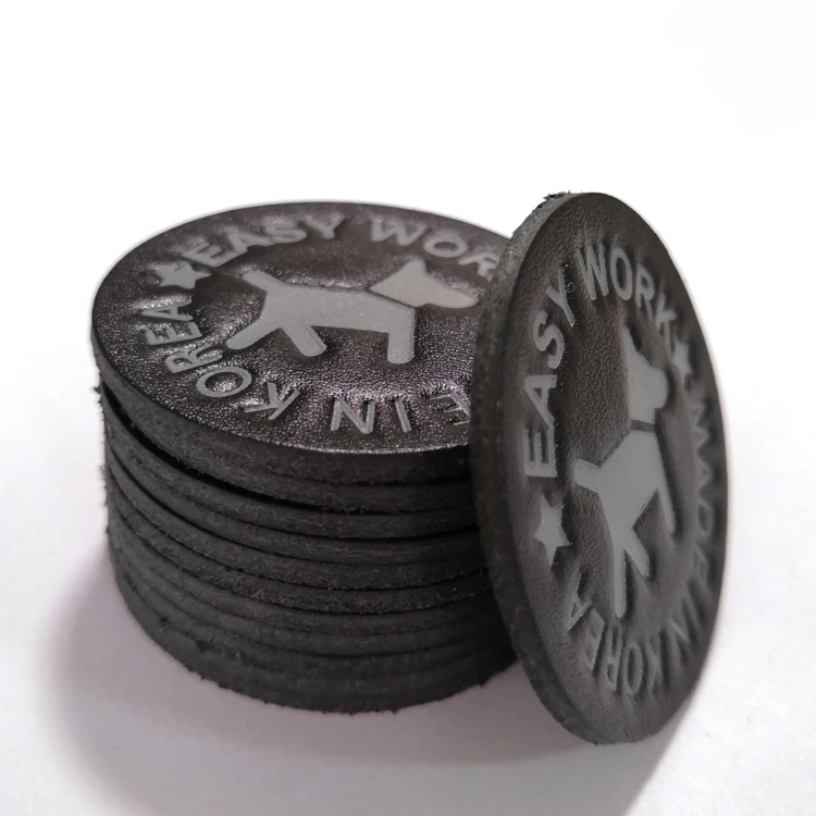 

Custom print top real leather label patch for clothing, Black;as your demand