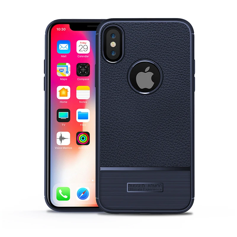 Newest Phone Case Lichi Leather TPU Case For iPhone X brushed Silicone Cover i Phone 10