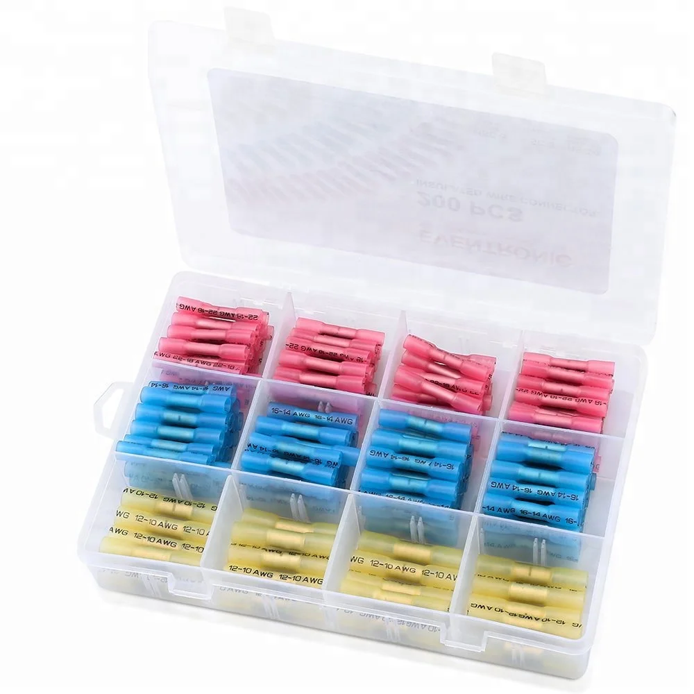 Thermorétractables Straight Butt rouge à sertir totalement isolé connecteur Heatshrink épissure