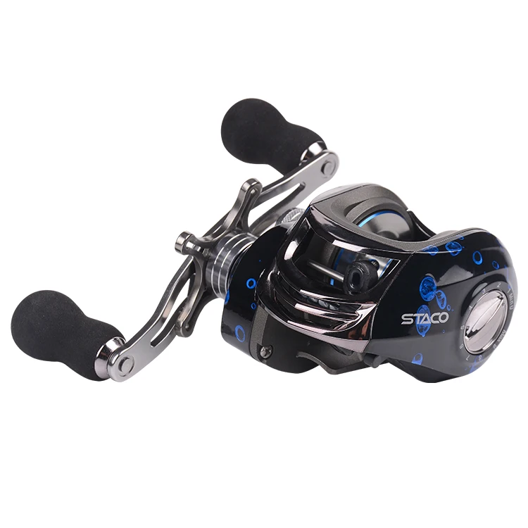 

Baitcasting Fishing Reel 13+1 Ball Bearings Casting Reel Magnetic Braking System Baitcaster with Stainless Ball Bearings Reel, Red with blue