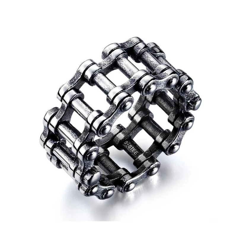 

Punk rock style jewelry bike chain ring stainless steel motor biker ring