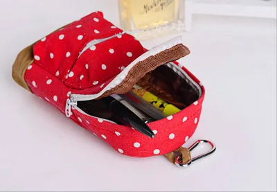 
yes and novelty dot backpack style big capacity canvas pencil case 