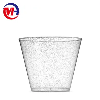 9 Oz Disposable Wedding Clear Plastic Cups Old Fashioned Tumblers 9 Oz Disposable Wedding Clear Plastic Cups Old Fashioned Tumblers Silver Glitter