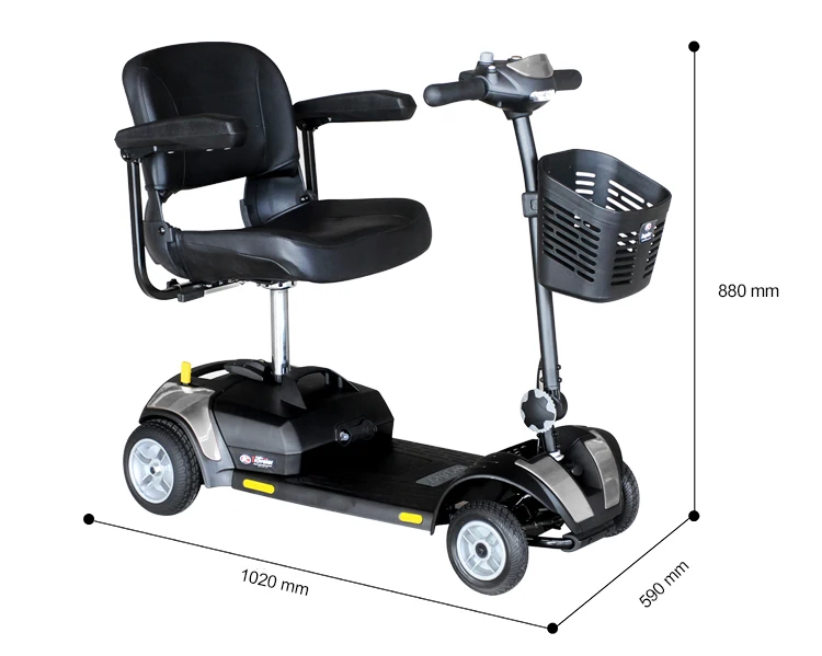 Outdoor 4 Wheel Easily Lightweight Comfortable Folding Mobility Disabled Scooter For Elderly