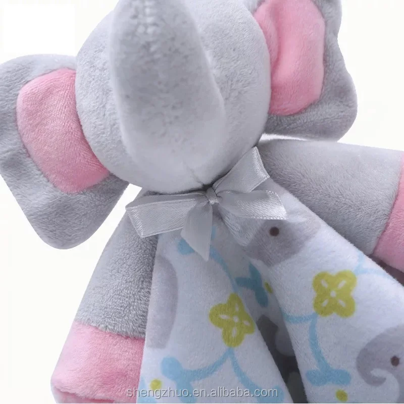 High Quality Elephant Baby Blanket Plush Animal Head Security Baby