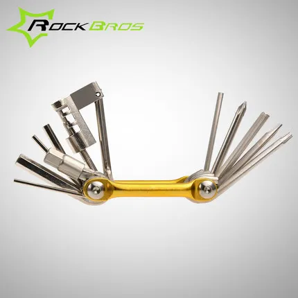 

ROCKBROS Pocket Bicycle Repair Tools Multifunction Tools for Mountain Bike Road Bike Mini Combination Screwdriver Set, Blue/gold