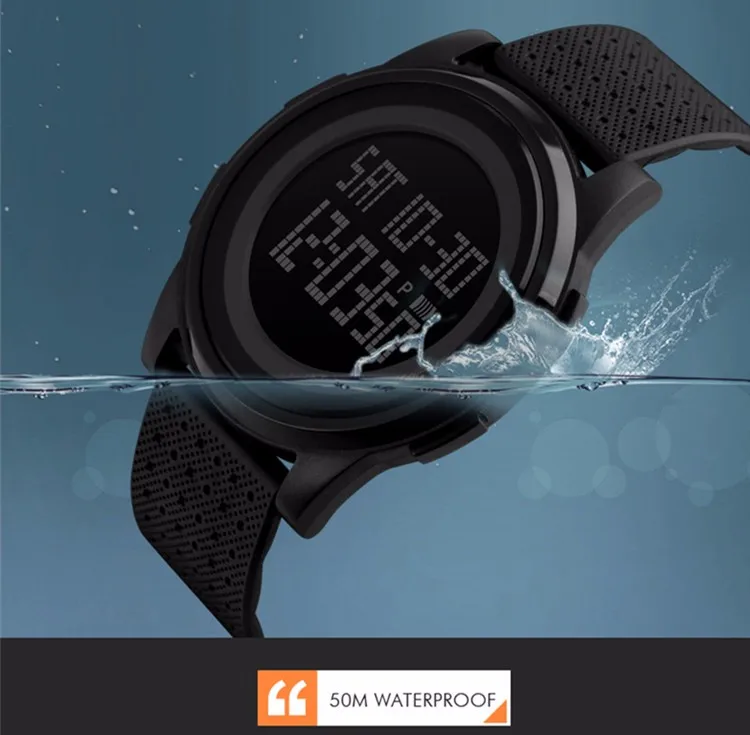 skmei 1206 flat sport watches for men, men high quality wrist watch dual time display