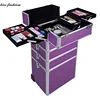 aluminum workmanship rolling trolley beauty mirror purple 2 in 1 pink train beauty makeup storage box cosmetic case with light