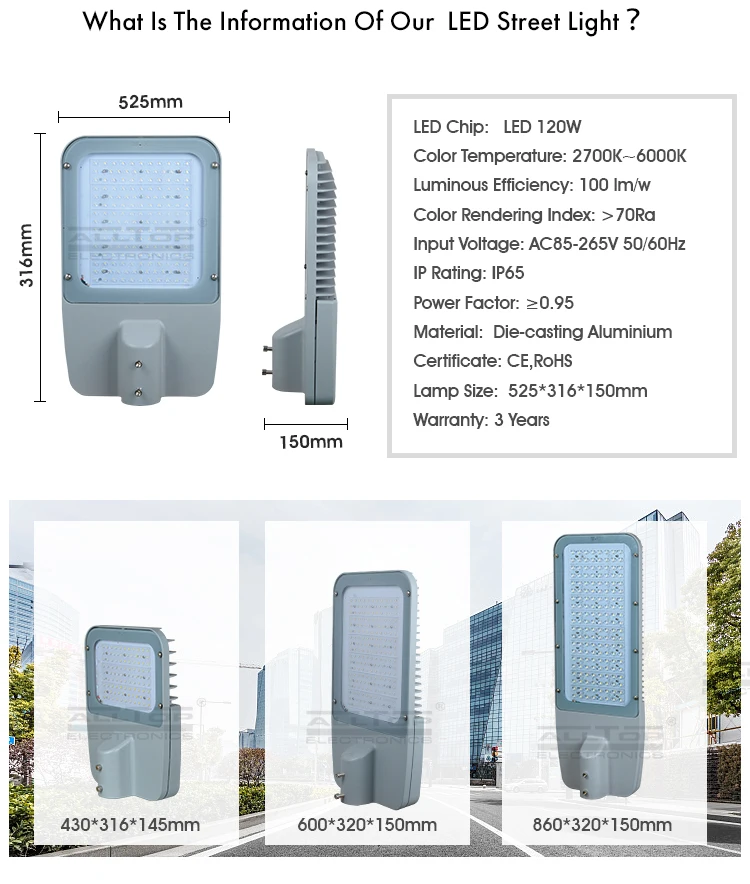 High efficiency waterproof IP65 bridgelux 120w led street light price list