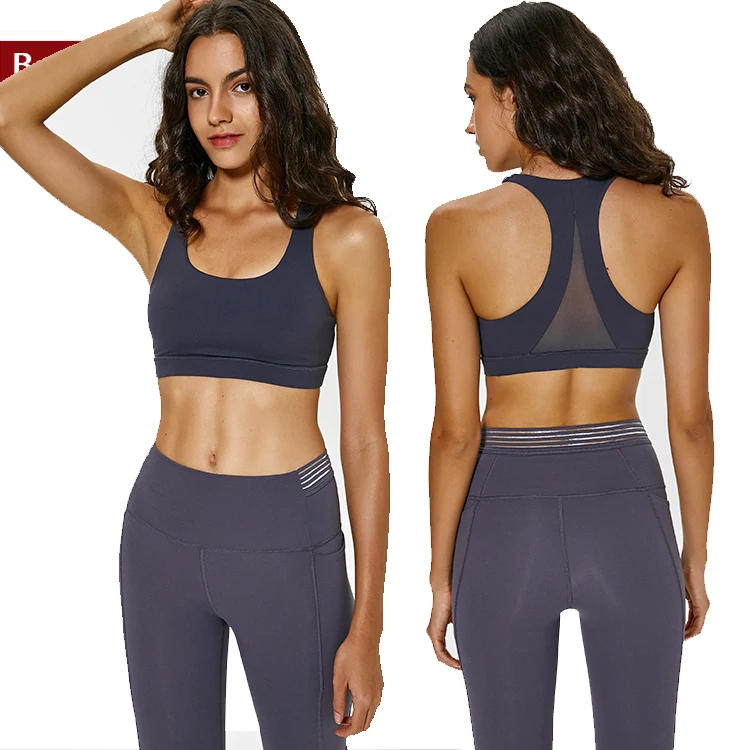 

wholesale Plum Top Female Sexy GymTops Women's workout top sports bra, Black/navy blue/grey blue/reddish purple