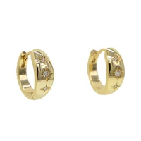 

Gold plated fashion women cz starburst huggie hoop earring