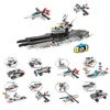Transformable DIY Plastic Army Kids Toys 8 In 1 Military Building Blocks Warship Aircraft Carrier For Children