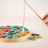 Kids Magnetic Fishing Game 26 Pcs Fish Cat Catching Fish High Grade Basswood Children Magnetic Fishing Toys For Development