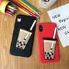 3D Cute pearl milk tea mobile phone shell for iPhone XS MAX XR silicone soft shell protective shell
