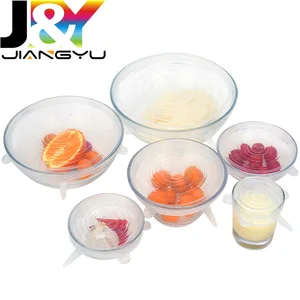 Image of 6 packs Silicone Stretch Lids Food Covers, plastic bowl pot fresh cover, Tapas elasticas de silicona Cubiertas para alimentos