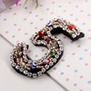 100% Handmade applique Crystal embroidery rhinestones embroidered number patch