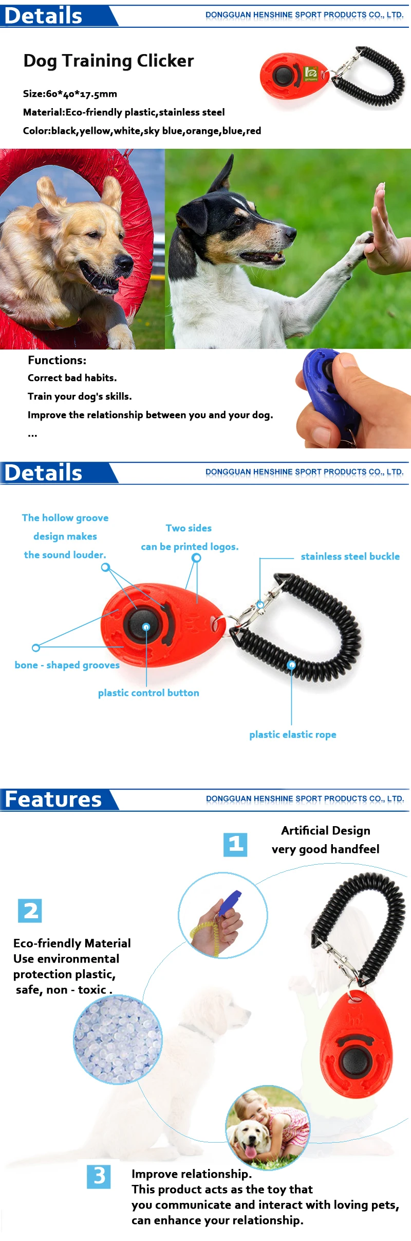 2018 New Arrival Plastic Pet Dog Clicker Dogs Toy,Training Metal Clicker Pet Dog Training I-Clicker