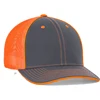 Plain Two Tone Orange Grey Cotton Twill Mesh Adjustable Trucker Baseball Cap