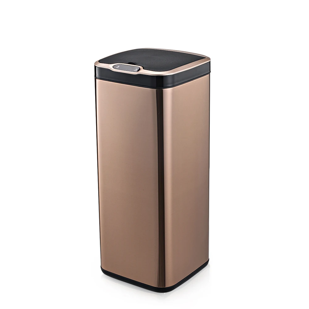 

Square electric automatic sensor stainless steel kitchen rubbish container waste bin, Silver/golden/oem