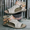 22018 Amazon hot selling new summer big size ladies roman sandals denim upper women flat shoes