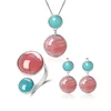 925 Sterling Silver Natural Amazonite Stone Candy House with Ring Earring Pendant Necklace Girl Jewelry Set