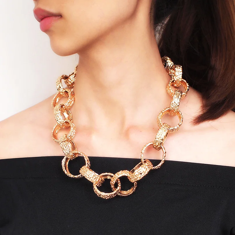 Statement Metal Coarse Chain Custom Choker Necklace For Women 2019 New Punk Alloy Maxi Bib Collar Necklaces Big Jewelry Gold