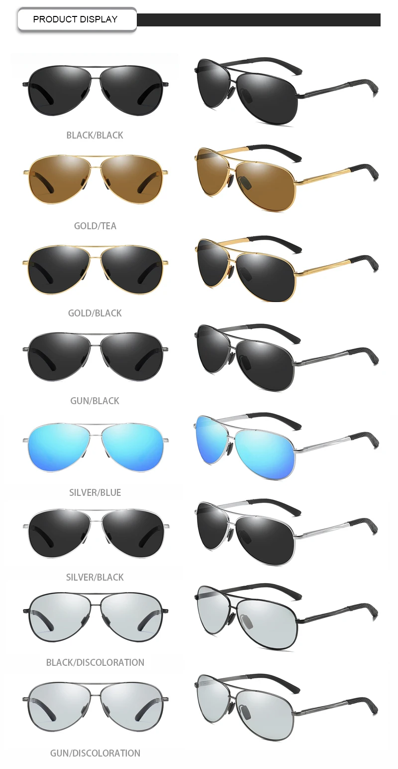 Luxury OEM Small Round Frame TAC Polarized UV400 Male Pilot Sunglasses