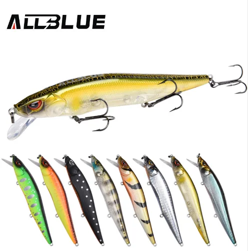 

AllBlue Jerkbait Fishing Lures 11cm 14.1g Slow Floating Wobbler Minnow Longcast Bass Pike Hard Bait With 3 Sets MUSTAD Hooks, 8 colors