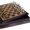 wooden chess set with metal pieces chess+games