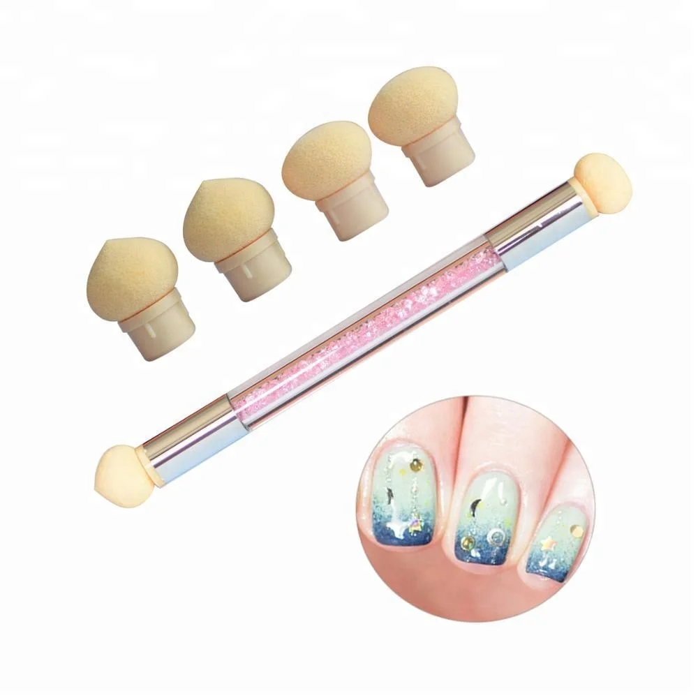 

Wholesale Glitter Powder Picking Dotting Gradient Pen Brush 6 Sponge Nail Art Tools Double-ended Acrylic UV Gel Painting Pen