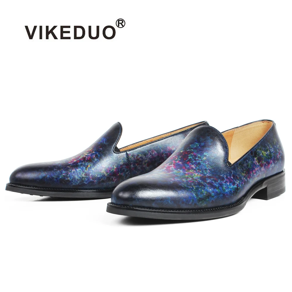 

Vikeduo Hand Made Guangzhou Shoe Market Smoking Loafer Dress Shoes Casual Leather Loafers For Men Luxury, Blue