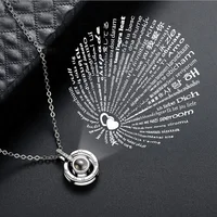 

Fashion Ladies Roman Numerals Circle Pendant Projection 100 Languages I Love You Necklaces