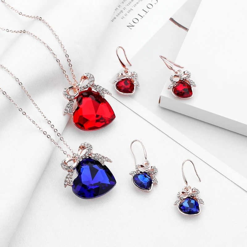 

Wholesale Gemstone Earrings Necklace Set for Women Girls Jewelry Set