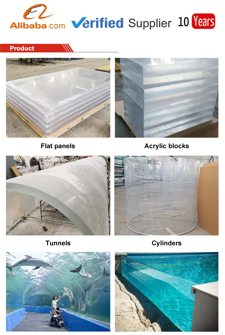 100% raw material lucite underwater transparent acrylic glass tunnel aquariums