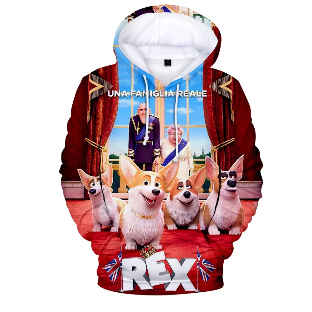 

The Queen's Corgi hoodie 2019 cartoon movie theme 3D printing hoodie, As shown in the picture