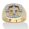 Round CZ Diamond Rings 18k Gold over Sterling Silver Cross Ring Religious Jewelry