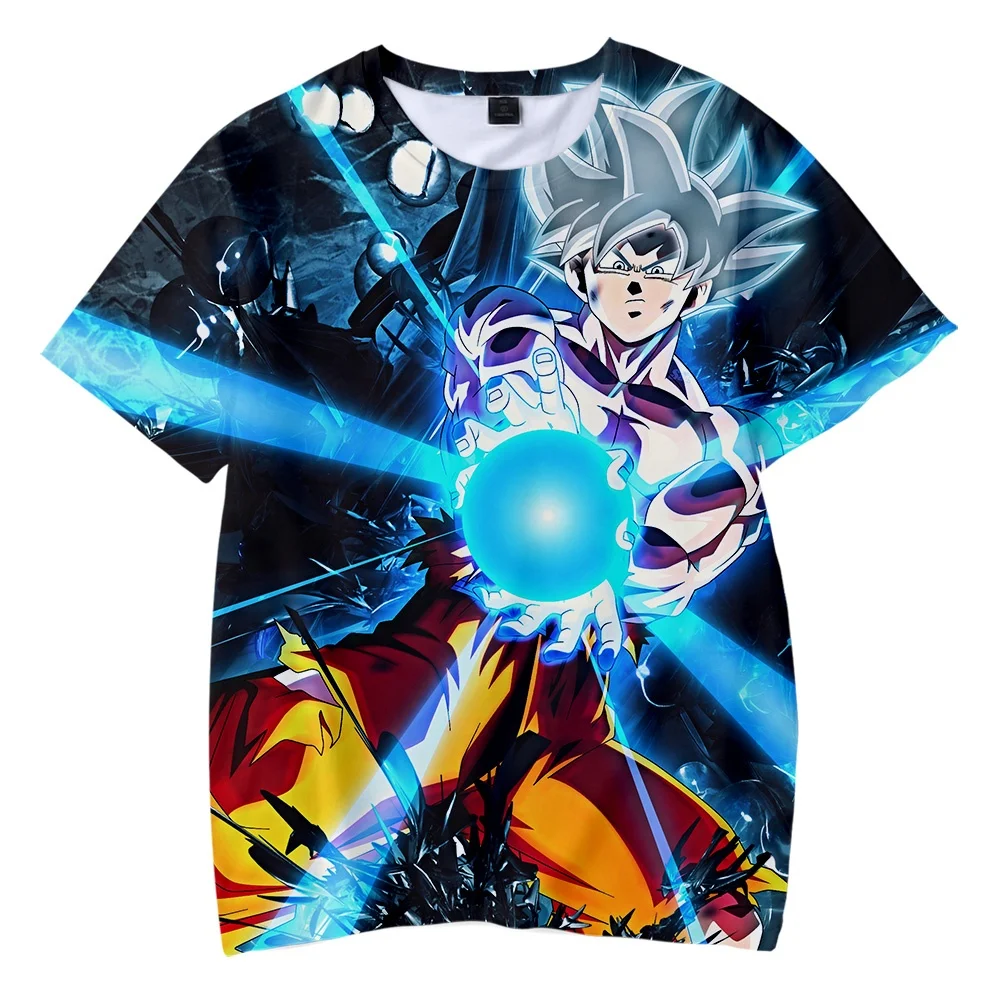 Hot Japanese cartoon dragon ball cool and casual 3D print t-shirts for children boys and girls in summer spring