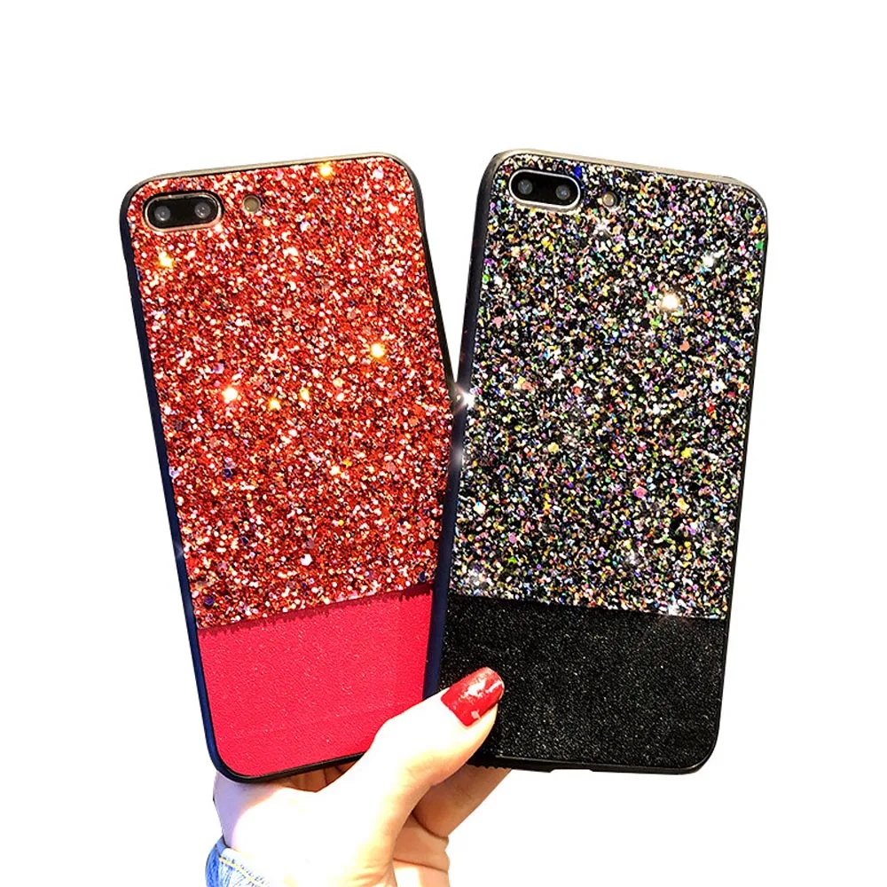 

Free Shipping OTAO Luxury Glitter Phone Case For iPhone XR XS MAX X 8 7 6 6s Plus Bling Sequin Soft TPU Mobile Cover