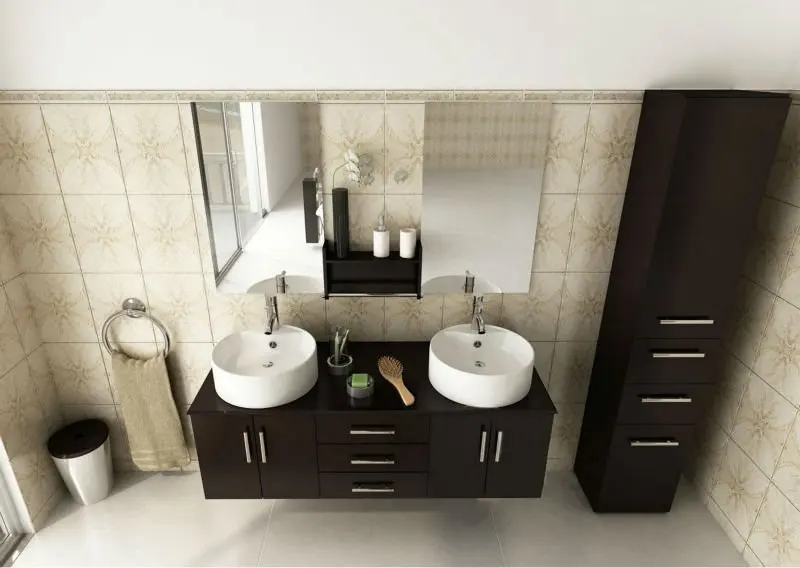 Tocador De Baño De Doble Lavabo Con Dos Espejos 477 - Buy Lavabo Doble